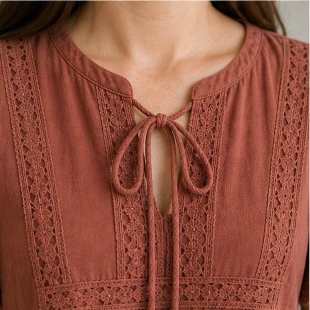 Rust Ruffle Blouse - Picture 4 of 6